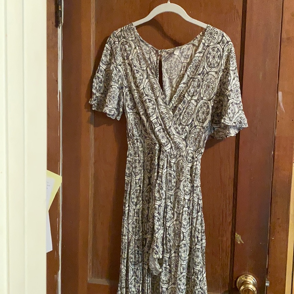 Short sleeve maxi dress with romper underneath